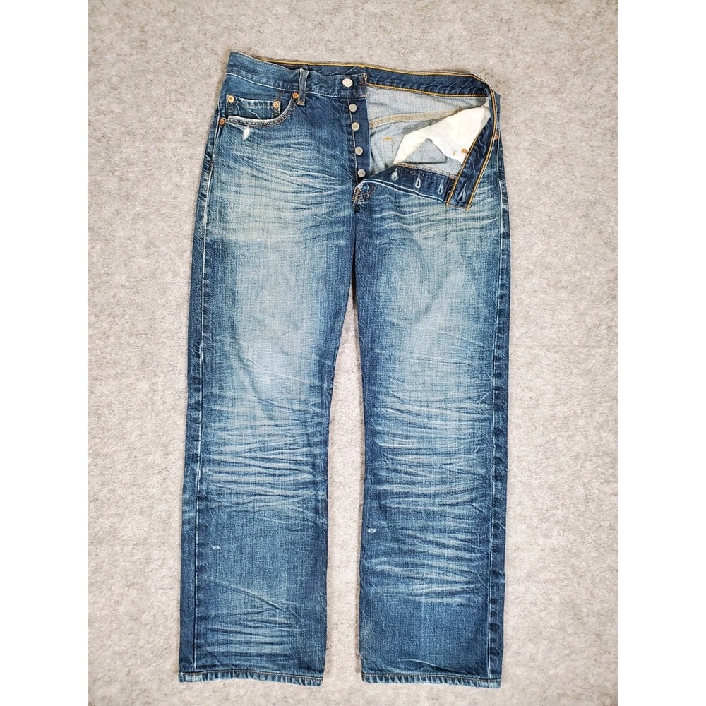 Levi's 501 Mens Jeans Relaxed Baggy Vintage Whiskers Faded Distressed 34x30* Y2K